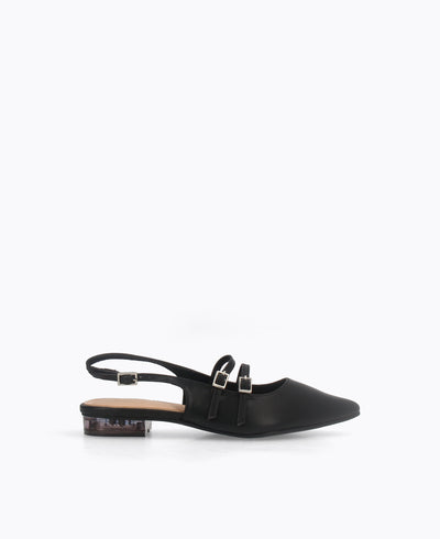 Inca Slingback Mary Jane Flats - Matte Black