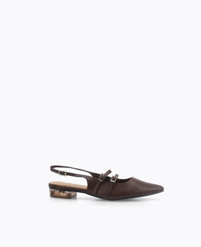 Inca Slingback Mary Jane Flats - Matte Brown