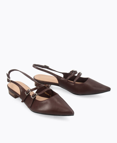 Inca Slingback Mary Jane Flats - Matte Brown