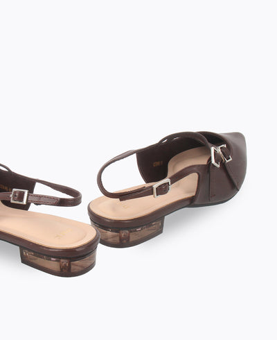 Inca Slingback Mary Jane Flats - Matte Brown