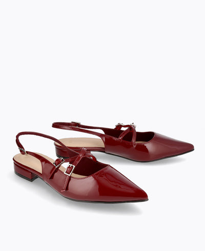 Inca Slingback Mary Jane Flats - Red