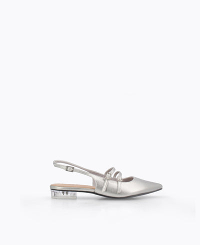 Inca Slingback Mary Jane Flats - Silver