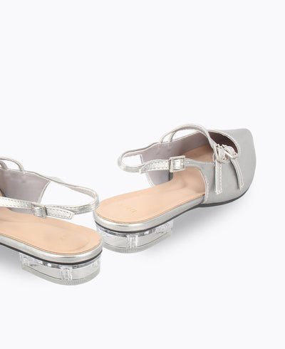 Inca Slingback Mary Jane Flats - Silver