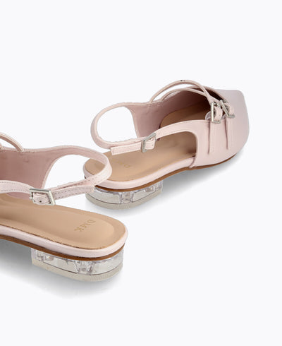 Inca Slingback Mary Jane Flats - Pearl Pink