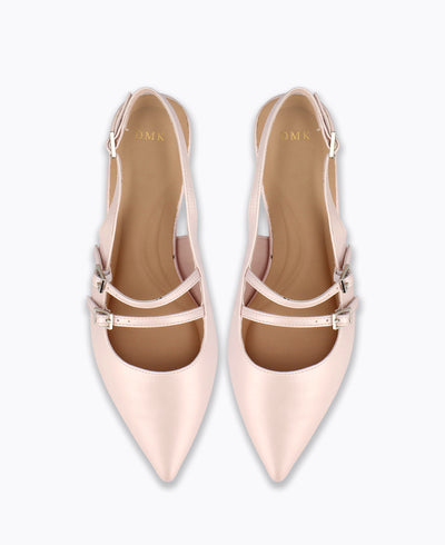 Inca Slingback Mary Jane Flats - Pearl Pink