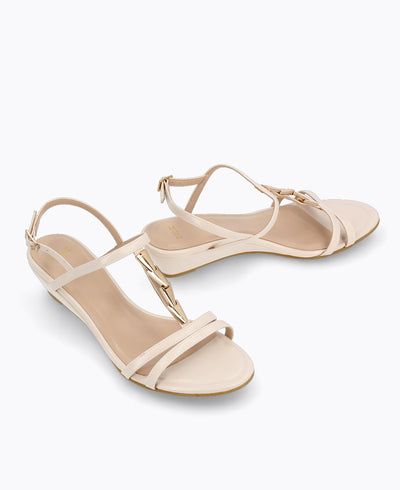 Raquel Wedge Sandals - Beige