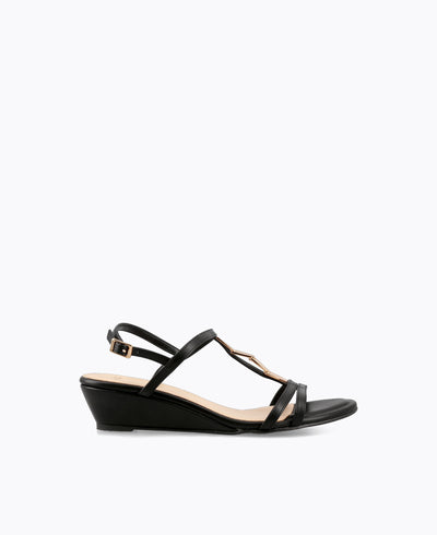 Raquel Wedge Sandals - Black