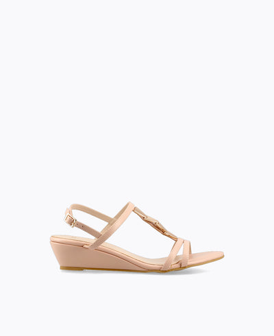 Raquel Wedge Sandals - Nude Pink