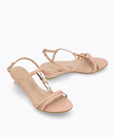 Raquel Wedge Sandals - Nude Pink