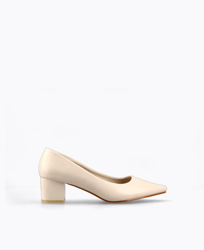 Sharon Block Heel Pumps - Beige