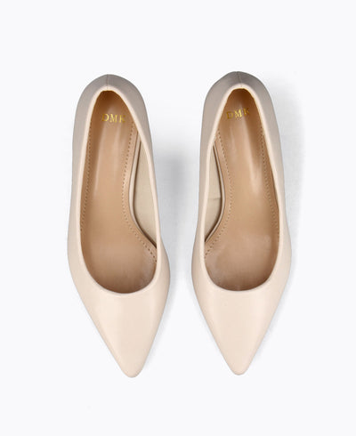 Sharon Block Heel Pumps - Beige