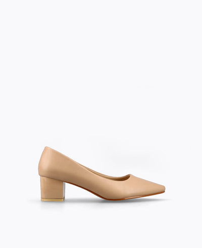 Sharon Block Heel Pumps - Nude