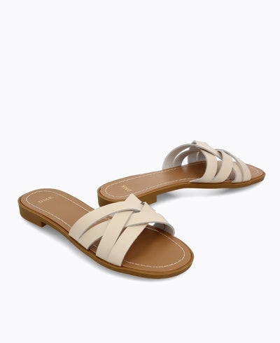 Addison Flat Sandals - Beige