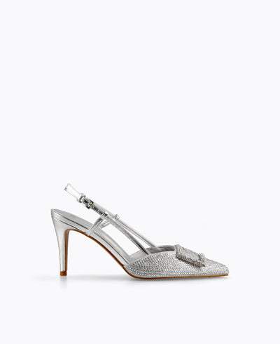 Dion Slingback Heel Pumps - Silver