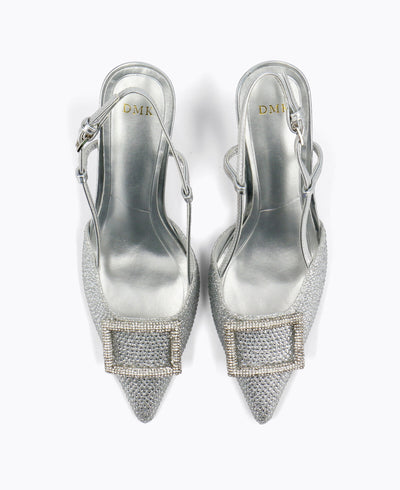 Dion Slingback Heel Pumps - Silver