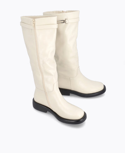 Cassandra Knee High Boots - Beige