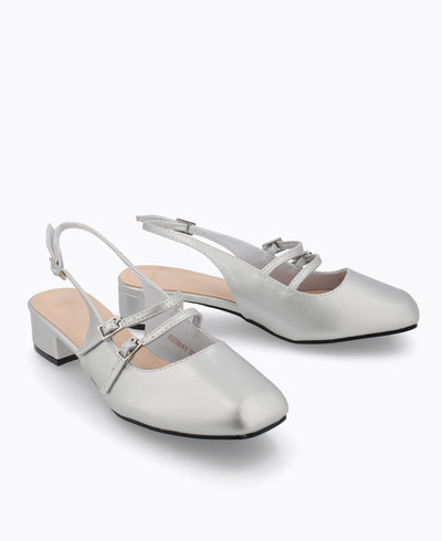 Naya Slingback Mary Janes - Silver