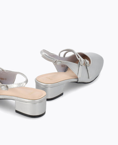 Naya Slingback Mary Janes - Silver