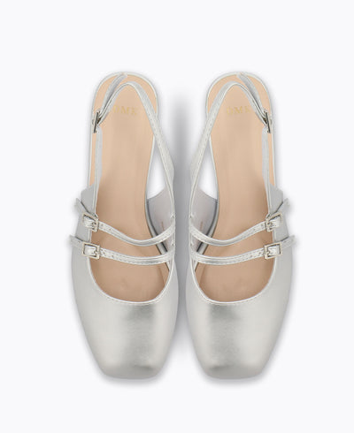 Naya Slingback Mary Janes - Silver