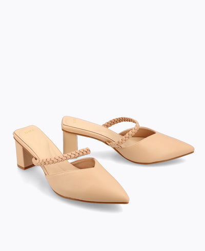 Erin Block Heel Pumps - Almond