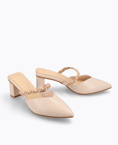 Erin Block Heel Pumps - Beige