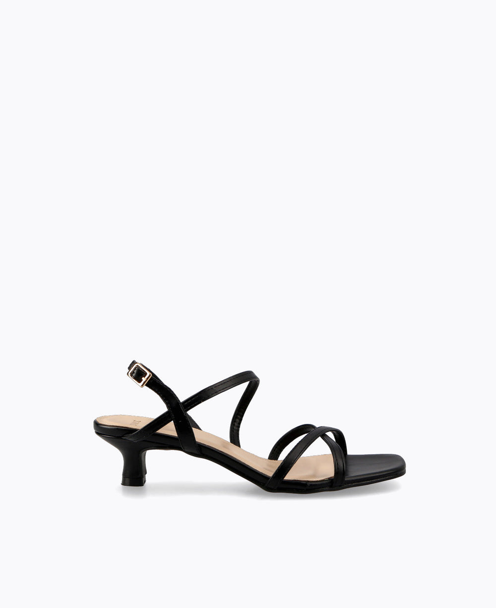 Black strappy kitten heel clearance sandals