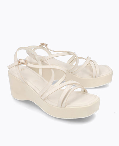 Ellen Platform Wedge Sandals - Beige