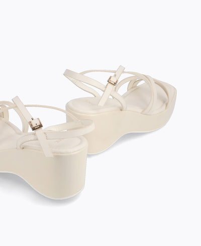 Ellen Platform Wedge Sandals - Beige