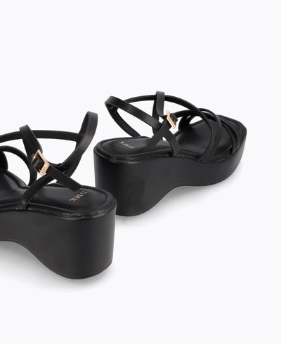 Ellen Platform Wedge Sandals - Black