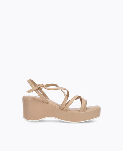 Ellen Platform Wedge Sandals - Nude