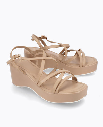 Ellen Platform Wedge Sandals - Nude