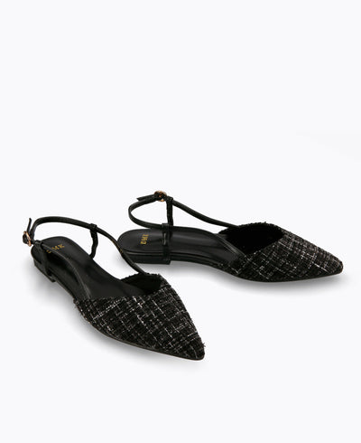 Lauren Slingback Flat Pumps - Black