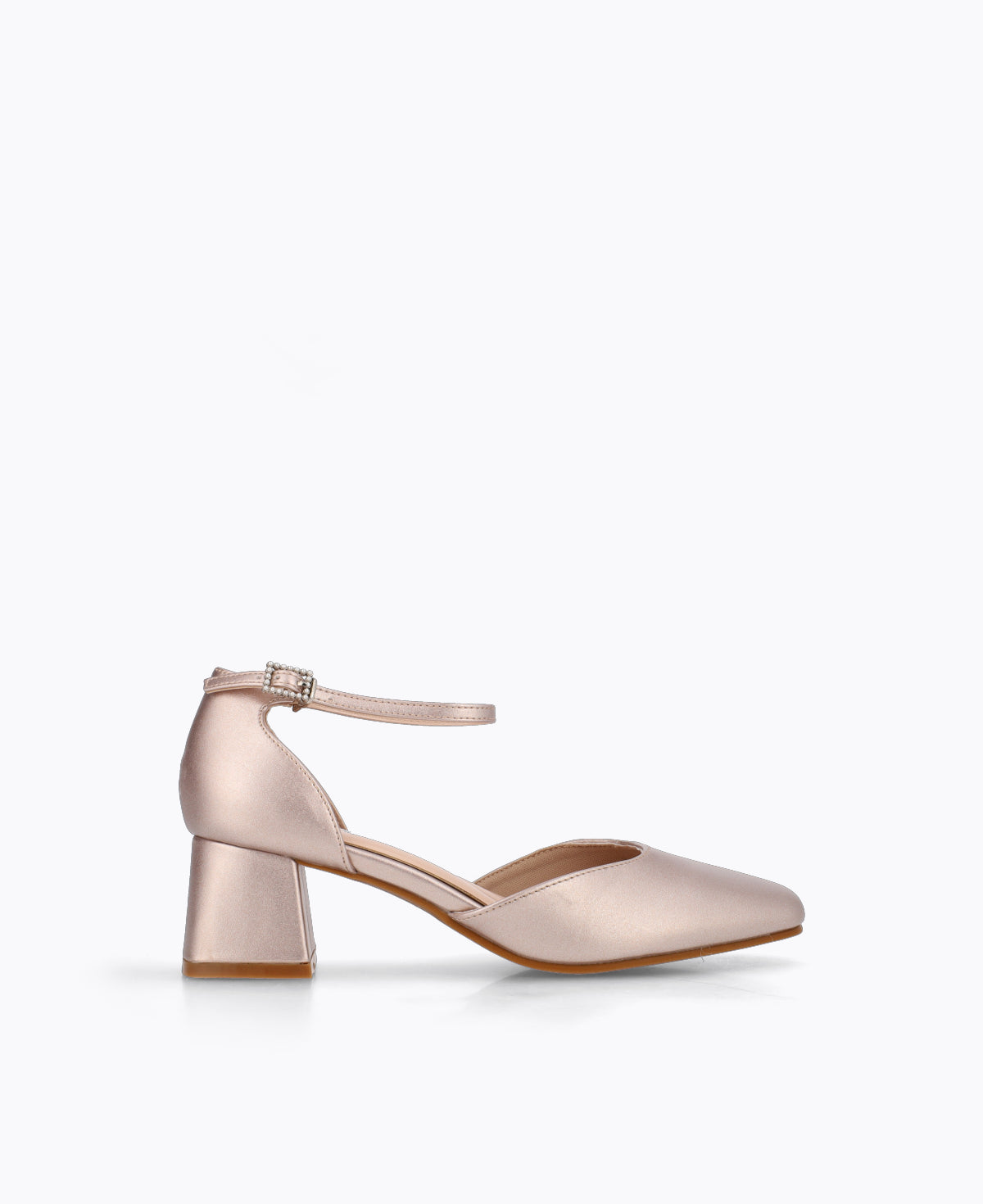 Rose gold block heel pumps on sale