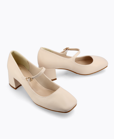 Dainty Delight Mary Janes - Matte Beige