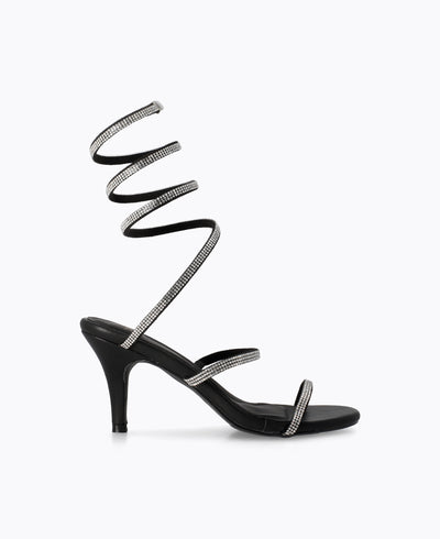 Odette Spiral Heel Sandals - Black