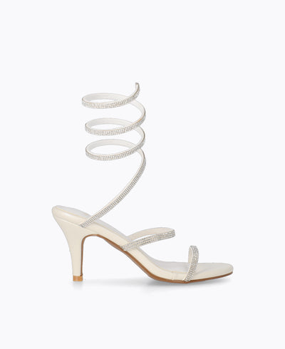 Odette Spiral Heel Sandals - White