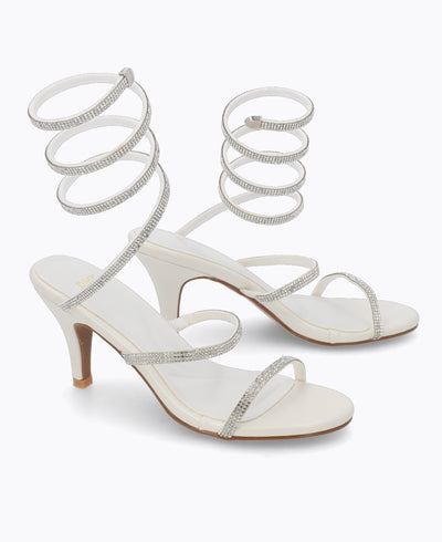 Odette Spiral Heel Sandals - White