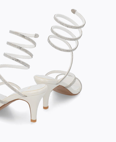 Odette Spiral Heel Sandals - White