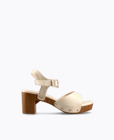 Xena Platform Heel Sandals - Beige