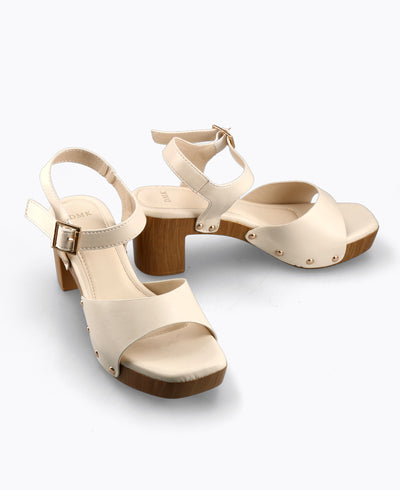 Xena Platform Heel Sandals - Beige