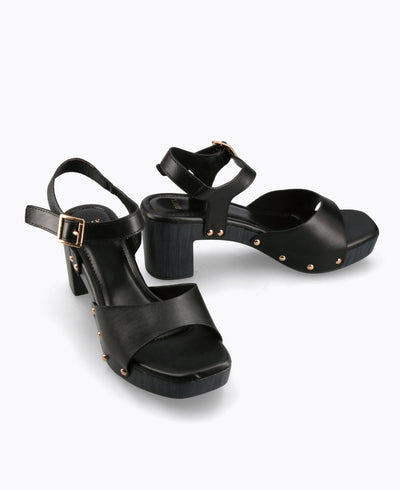 Xena Platform Heel Sandals - Black