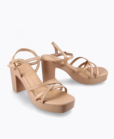 Uplift Me Platform Heel Sandals - Nude