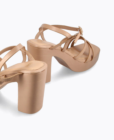 Uplift Me Platform Heel Sandals - Nude