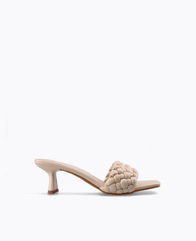 Rhea Mule Heel Sandals - Beige