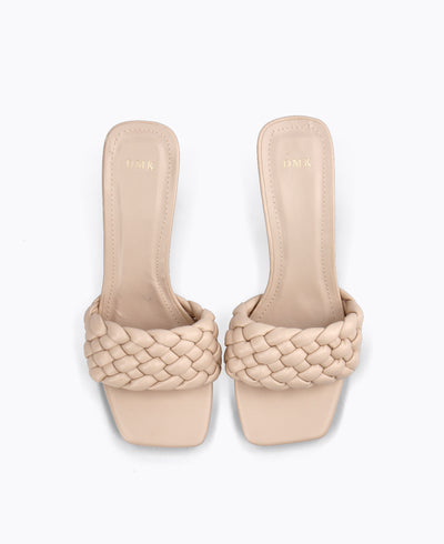 Rhea Mule Heel Sandals - Beige