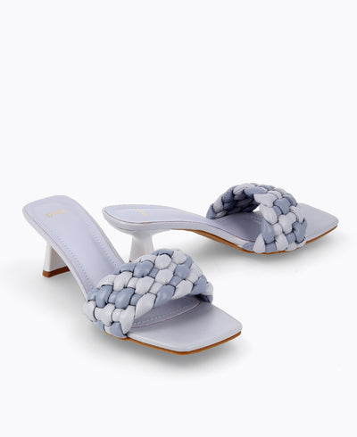 Rhea Mule Heel Sandals - Blue