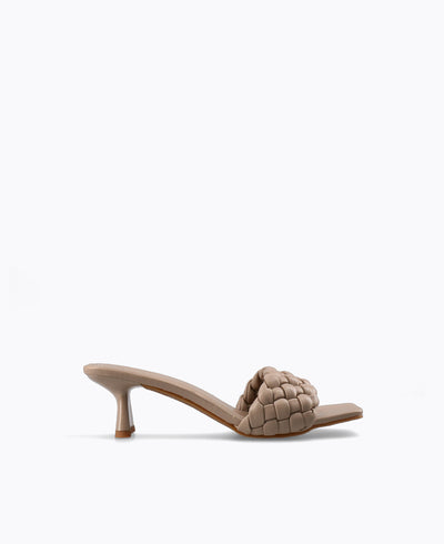 Rhea Mule Heel Sandals - Taupe