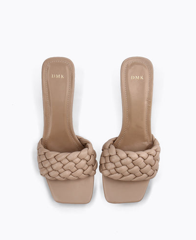 Rhea Mule Heel Sandals - Taupe