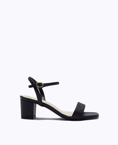 Squared Off Block Heel Sandals - Black