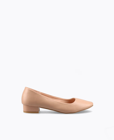 Cynthia Block Heel Pumps - Nude